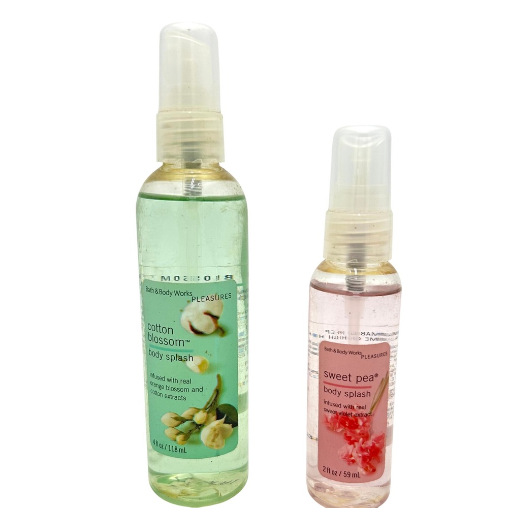 Vintage Bath & Body Works Cotton Blossom and Sweet Pea Pleasures Body Splash Set
